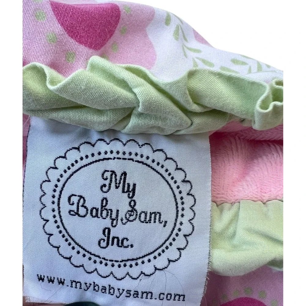 My Baby Sam Pink Baby Blanket With Flowers Green Trim‎ 36